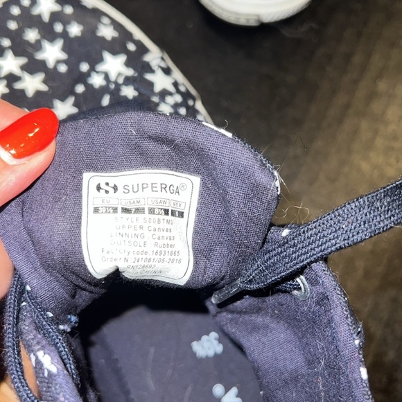 Superga Navy and White Star Pattern High Top Sneakers - Picture 7 of 7